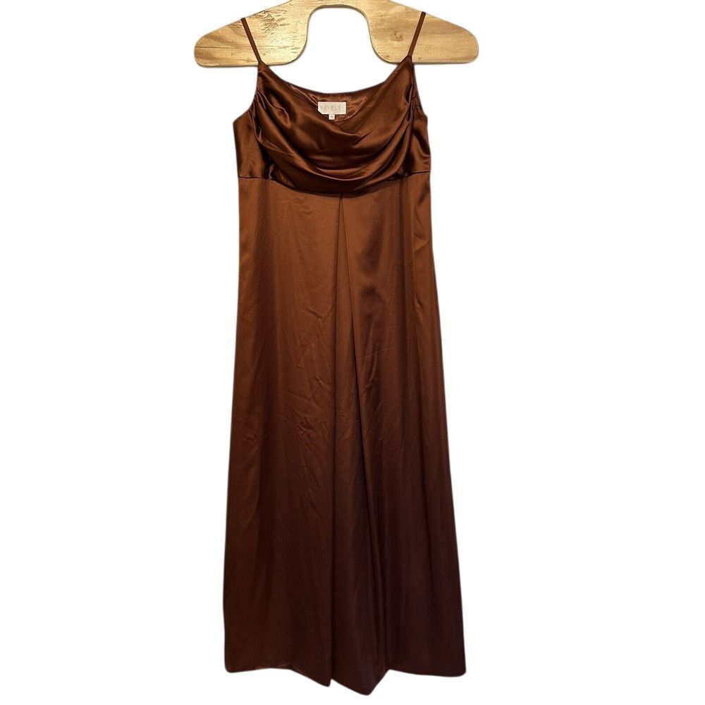 Revelry Bridesmaid Maternity Skye Satin Dress Rust Terracotta Brown Formal Sz 18